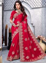 Crepe Silk Cherry Wedding Wear Coading Work Saree